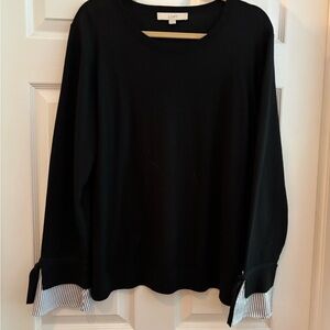 LOFT Black Top with Cream Accents